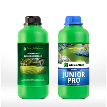 1 literes flakonban Huminsavas talajkondicionáló és Greener Pázsit Junior Pro