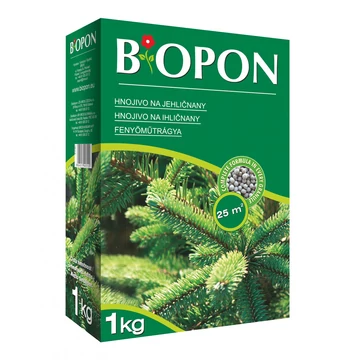 1 kg-os Biopon tűlevelű növénytáp granulátum doboz