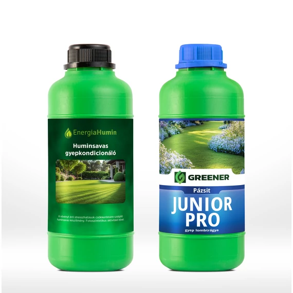 1 literes flakonban Huminsavas talajkondicionáló és Greener Pázsit Junior Pro