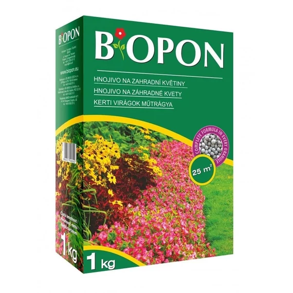 1 kg-os Biopon kerti virág növénytáp granulátum doboz