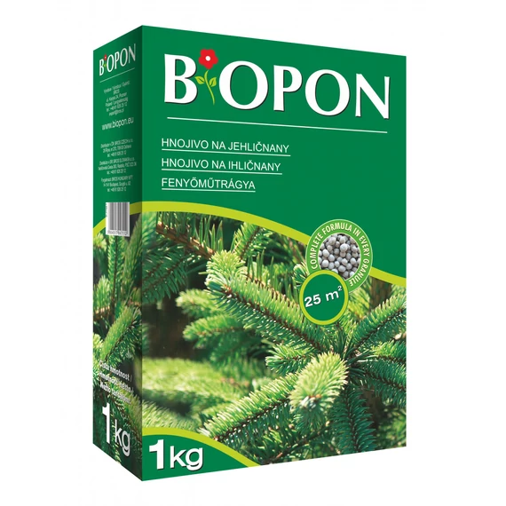 1 kg-os Biopon tűlevelű növénytáp granulátum doboz